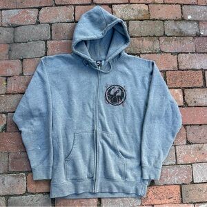 Gray Hoodie with Unique Chest Logo